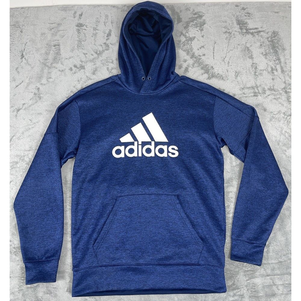 Adidas Hooded Sweatshirt Adult Small Blue White Climawarm Mesh Lined *no String